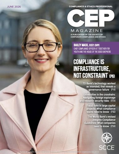 CEP Magazine Article Building Tomorrow's Compliance Team: Developing for a Future of Excellence.